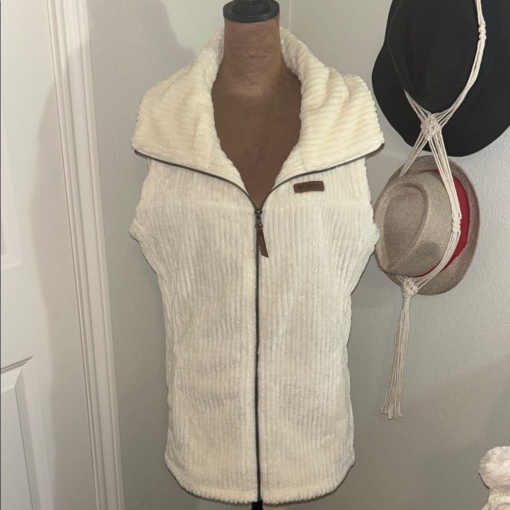 Columbia White Fleece Vest
